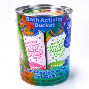 Crayola Bath Activity Bucket 30 Piece Set Bath Bomb Body Wash Pen Finger Paint